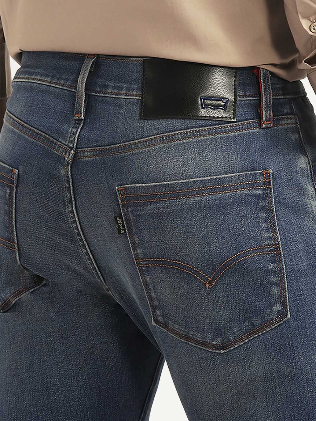 Men's Redloop 512 Blue Slim Tapered Fit Mid Rise Jeans - Detail View