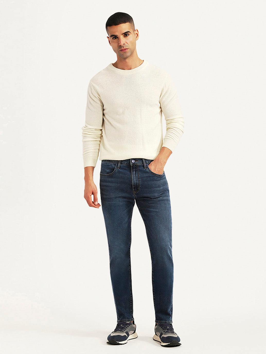 Men's Redloop 512 Blue Slim Tapered Fit Mid Rise Jeans - Front View