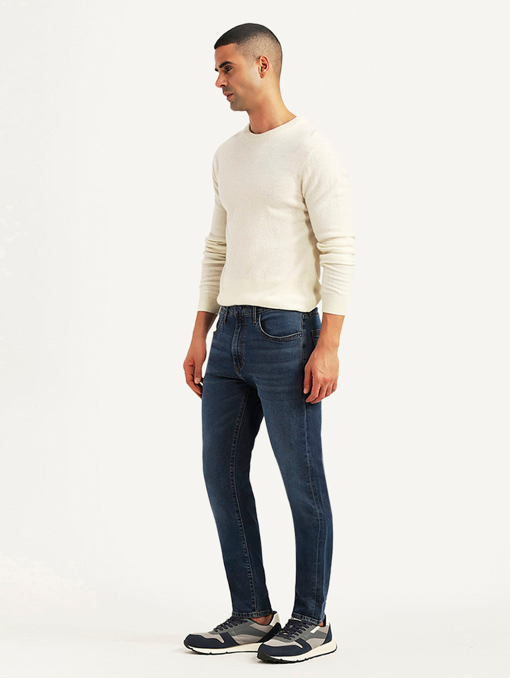 Men's Redloop 512 Blue Slim Tapered Fit Mid Rise Jeans - Side View