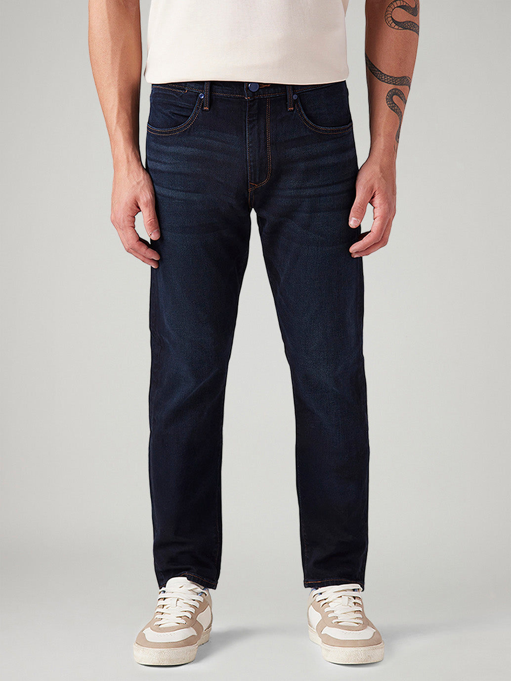 Men's 512 Dark Blue Slim Tapered Fit Mid Rise Jeans - Front View
