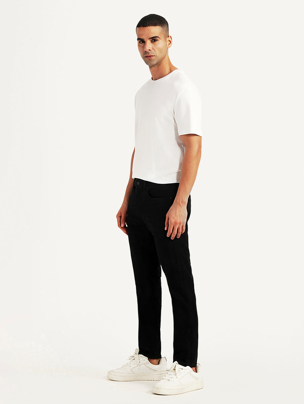 Men's Redloop 512 Black Slim Tapered Fit Mid Rise Jeans - Side View