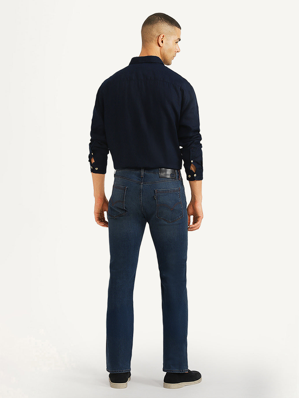Men's Redloop 513 Dark Blue Slim Straight Fit Mid Rise Jeans - Back View
