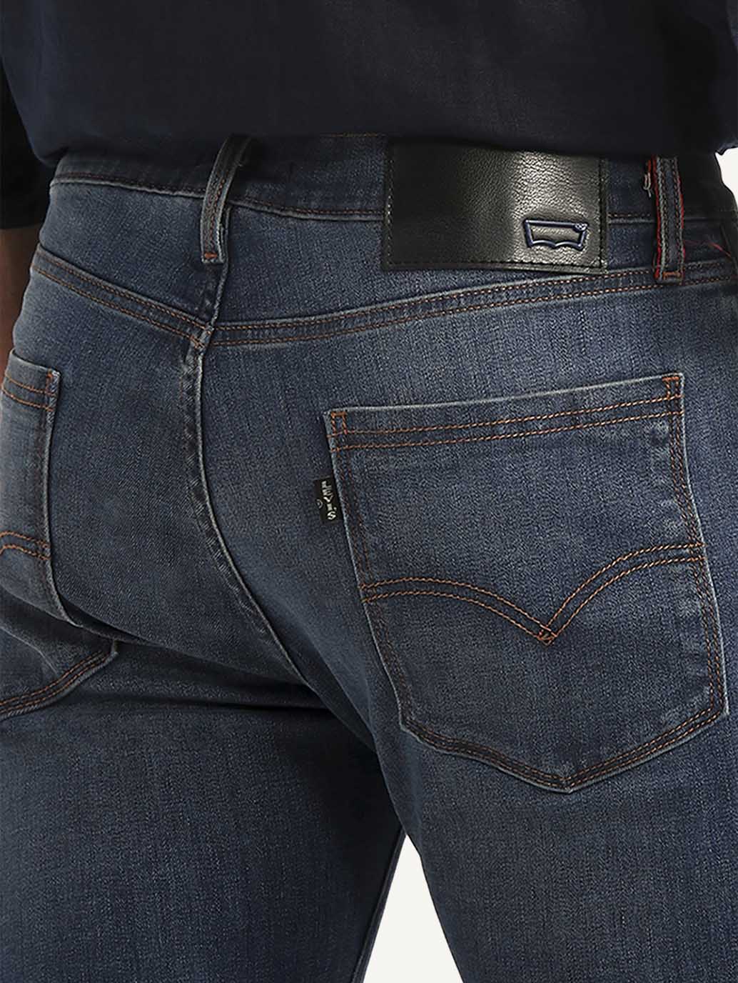 Men's Redloop 513 Dark Blue Slim Straight Fit Mid Rise Jeans - Detail View