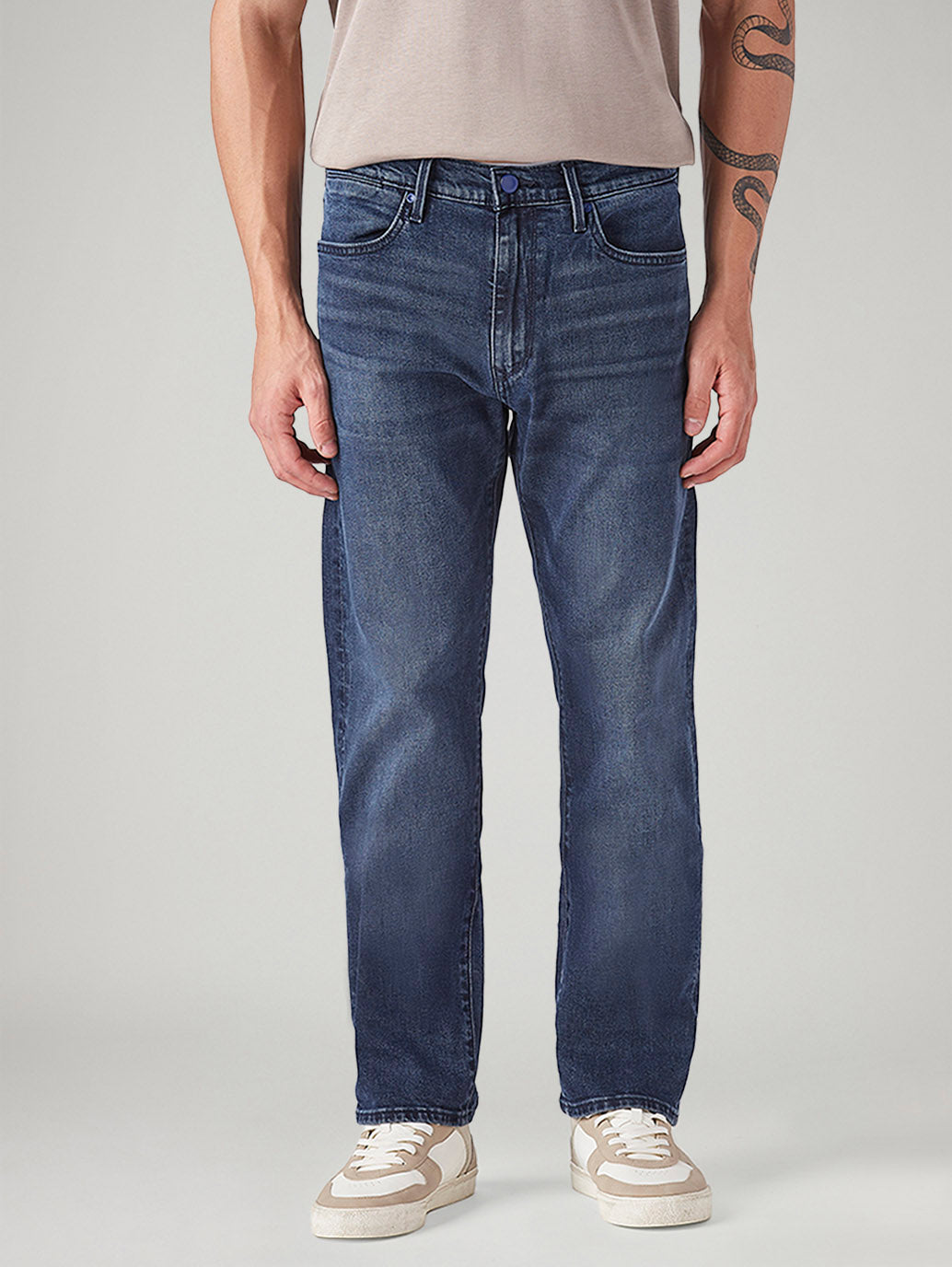 Men's 513 Blue Slim Straight Fit Mid Rise Redloop Jeans - Front View