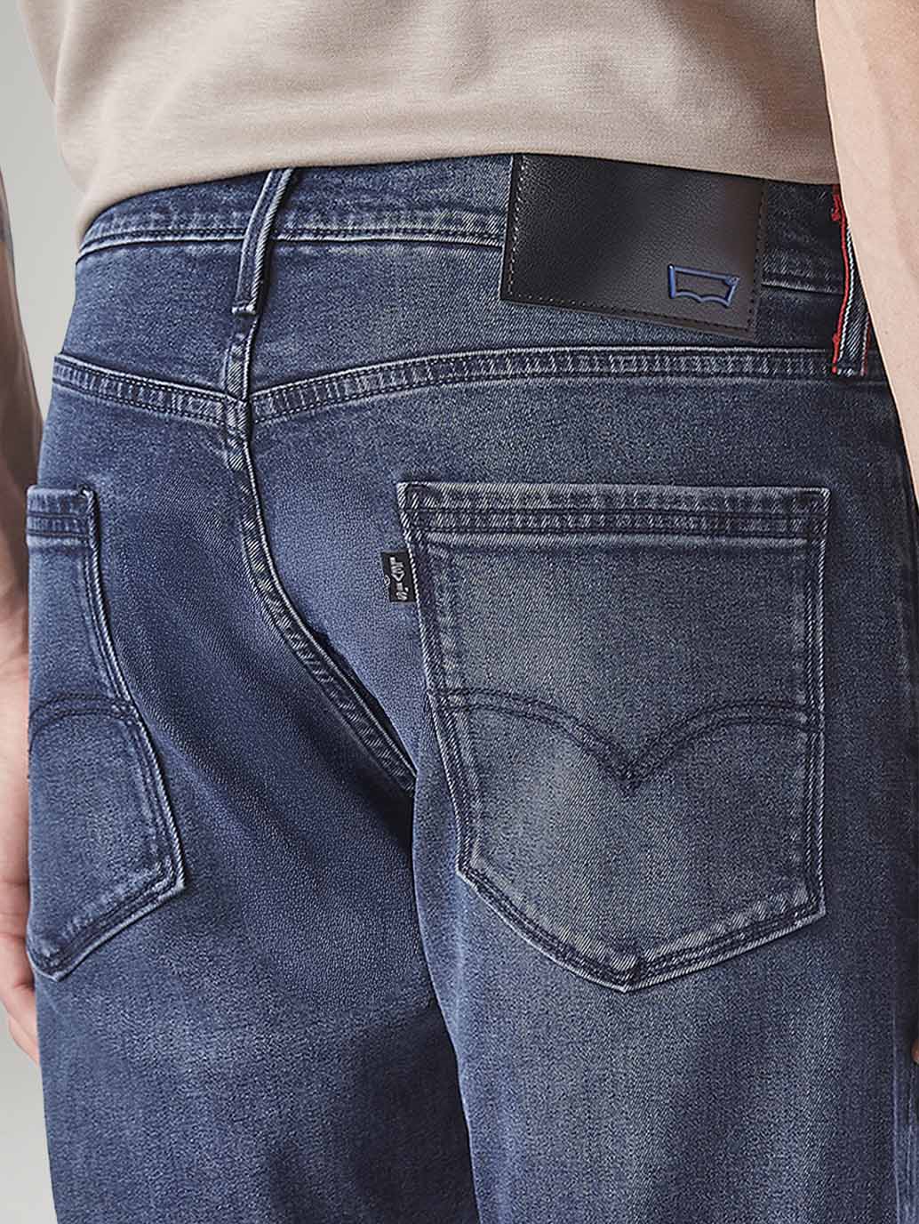 Men's 513 Blue Slim Straight Fit Mid Rise Redloop Jeans - Detail View