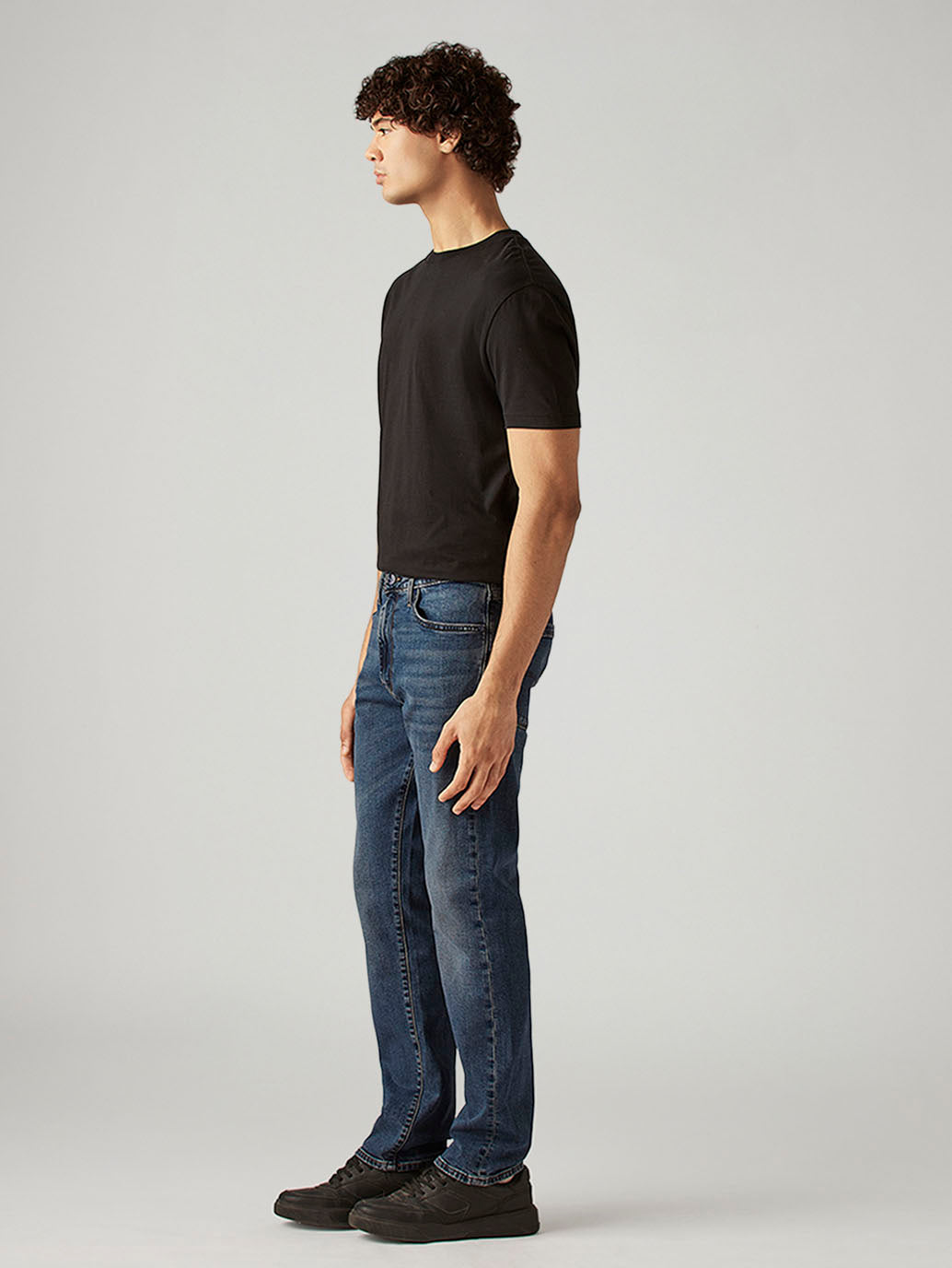 Men's 513 Blue Slim Straight Fit Mid Rise Redloop Jeans - Side View