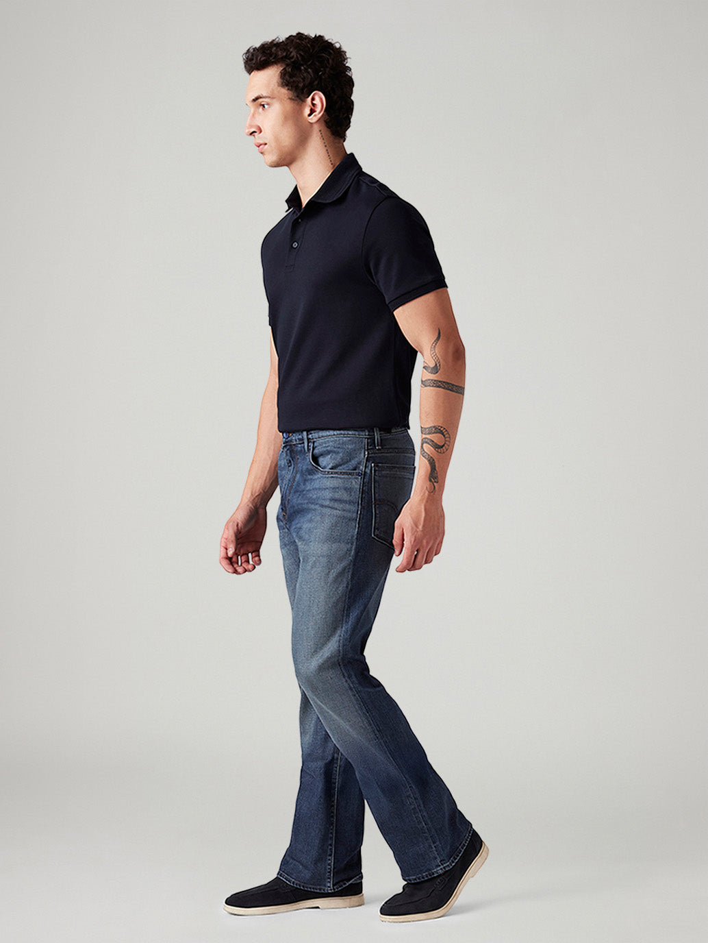 Men's 517 Blue Bootcut Fit Mid Rise Jeans - Side View