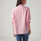 Women's Solid Relaxed Fit Linen Shirt - Back View