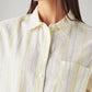 Women's Striped Relaxed Fit Linen Shirt - Detail View
