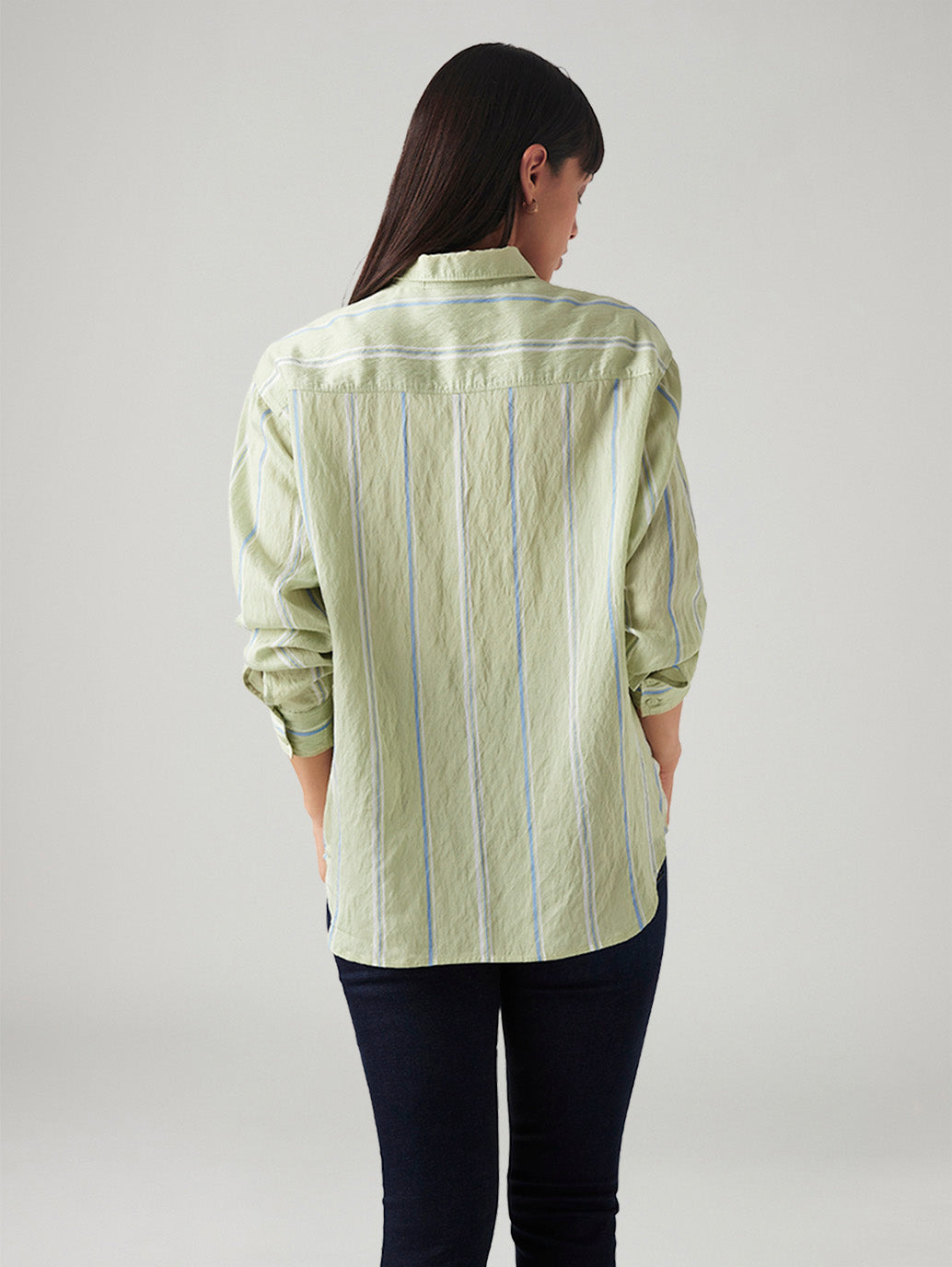 Women's Striped Relaxed Fit Shirt - Back View