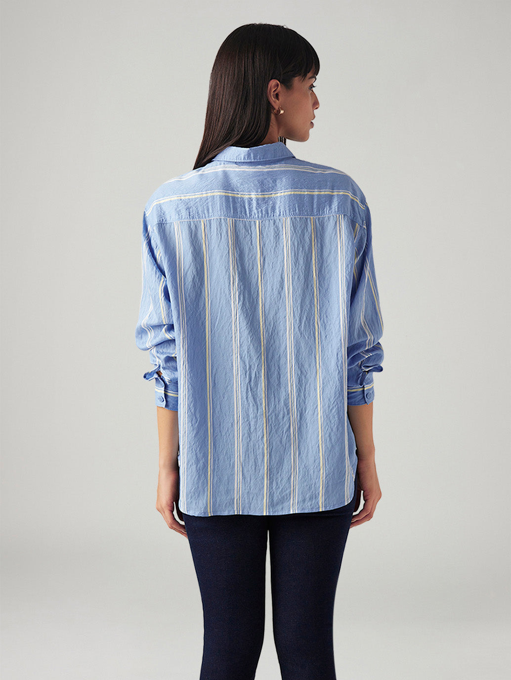 Women's Striped Relaxed Fit Shirt - Back View