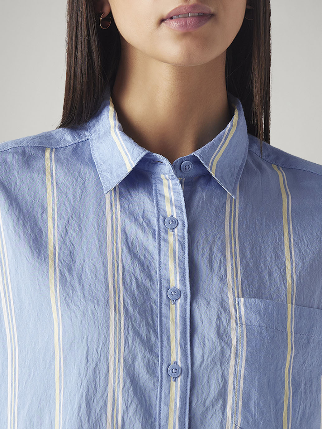 Women's Striped Relaxed Fit Shirt - Detail View