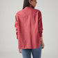 Women's Solid Relaxed Fit Linen Shirt - Back View