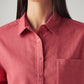 Women's Solid Relaxed Fit Linen Shirt - Detail View