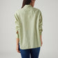 Women's Solid Relaxed Fit Linen Shirt - Back View