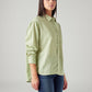 Women's Solid Relaxed Fit Linen Shirt - Side View