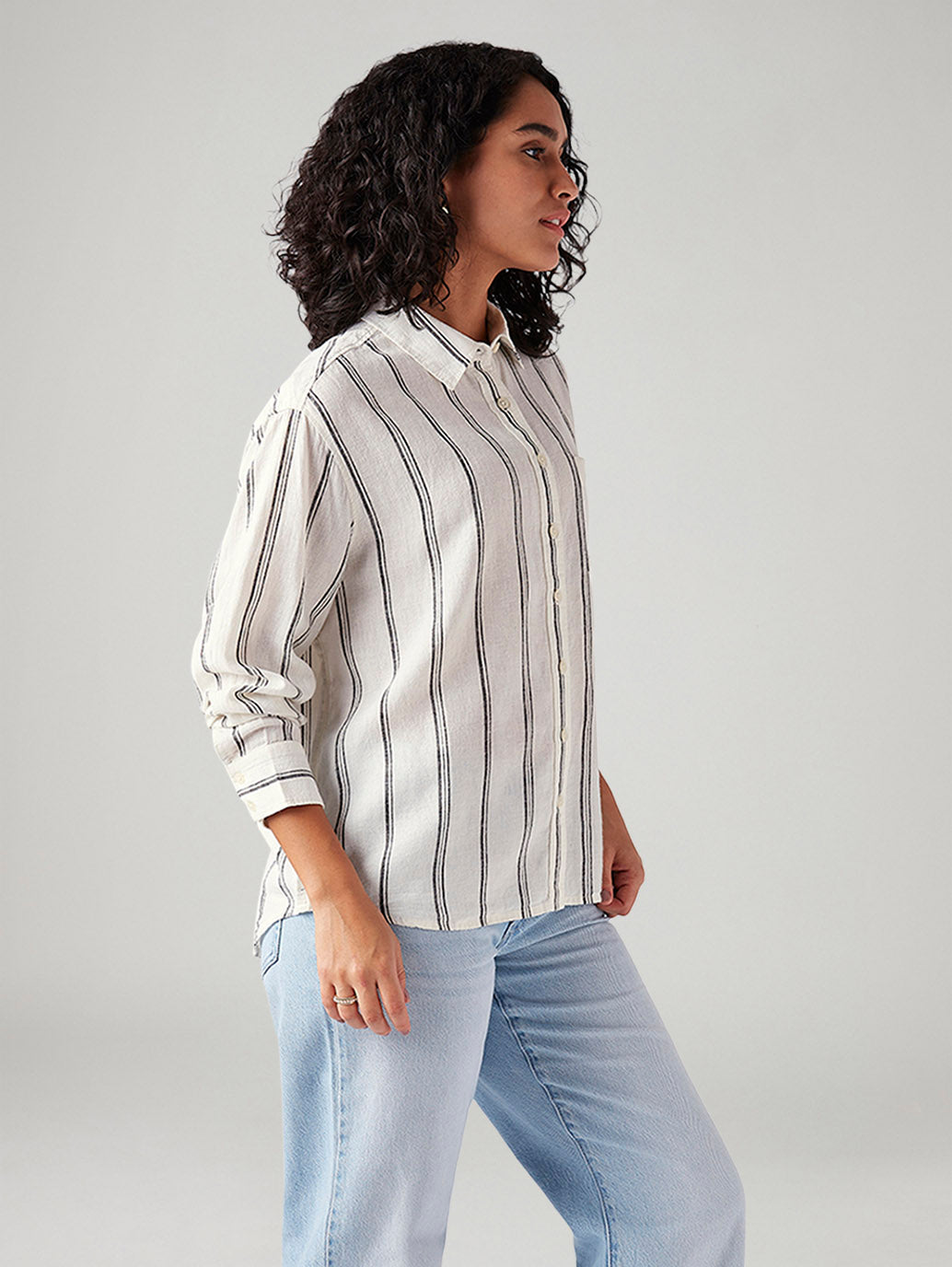 Women's Striped Regular Fit Shirt - Side View