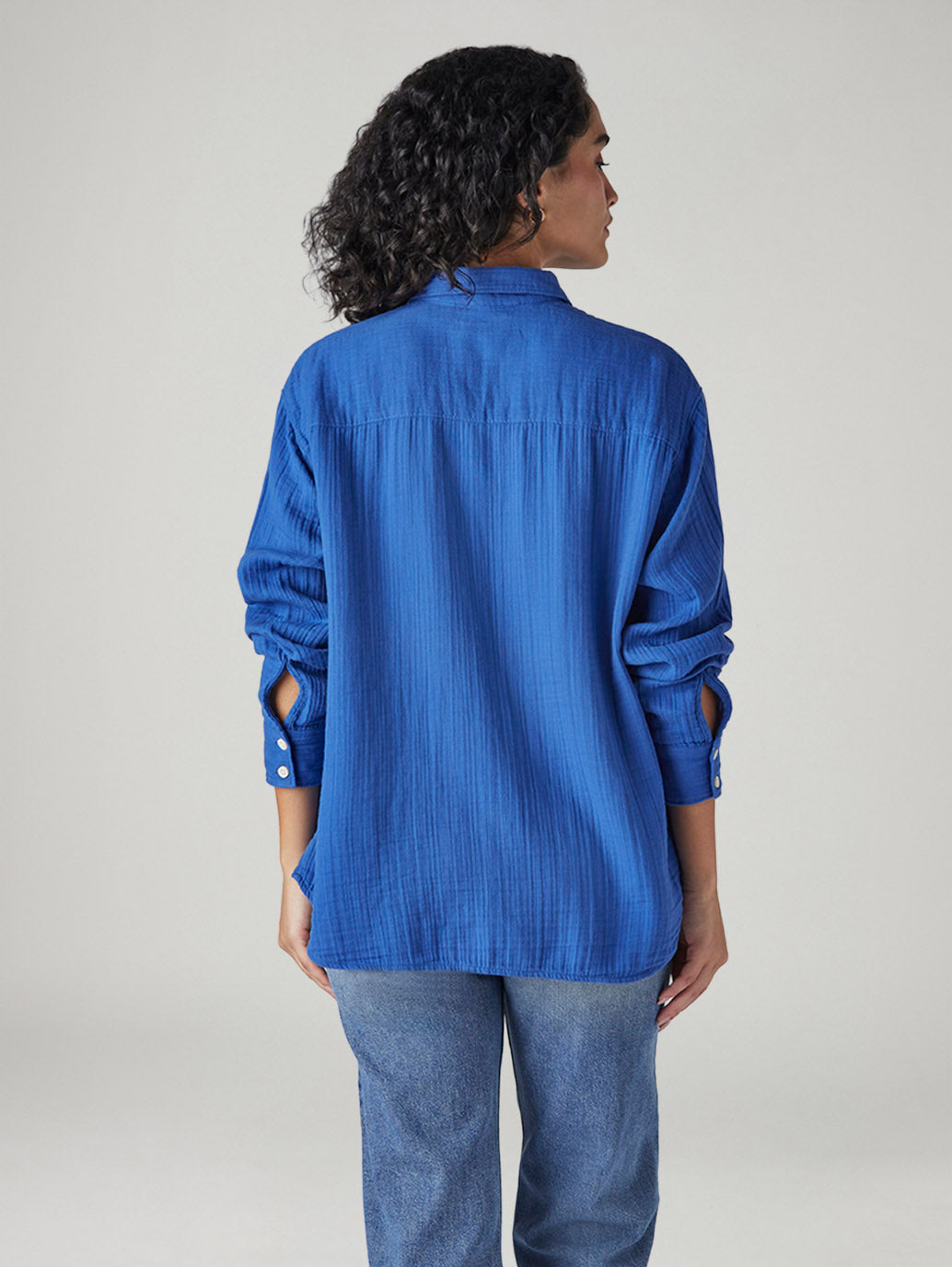 Women's Textured Relaxed Fit Shirt - Back View