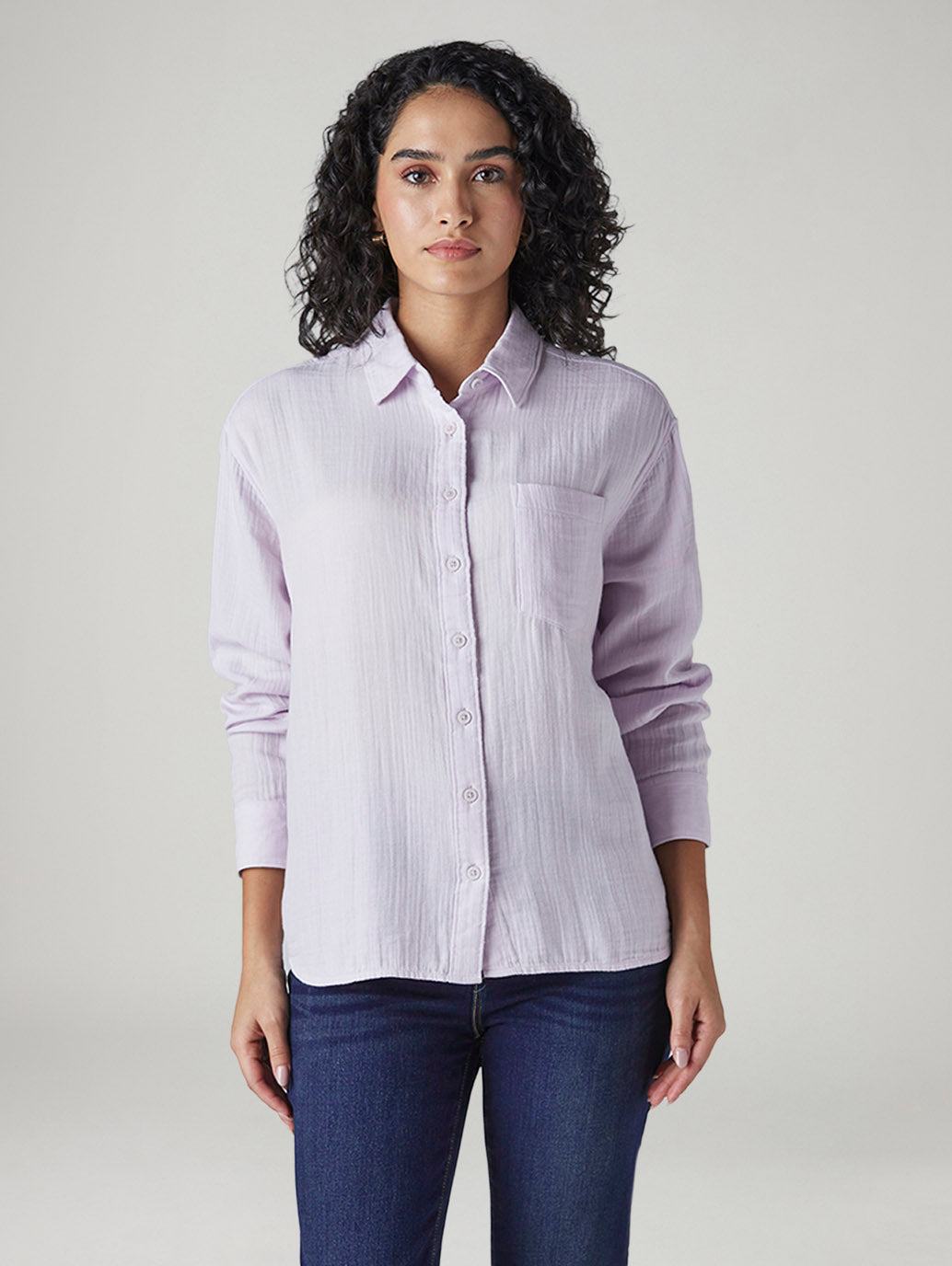 Women's Solid Relaxed Fit Shirt - Front View