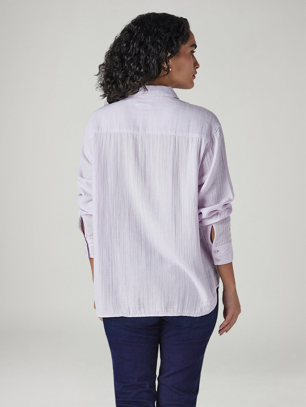 Women's Solid Relaxed Fit Shirt - Back View