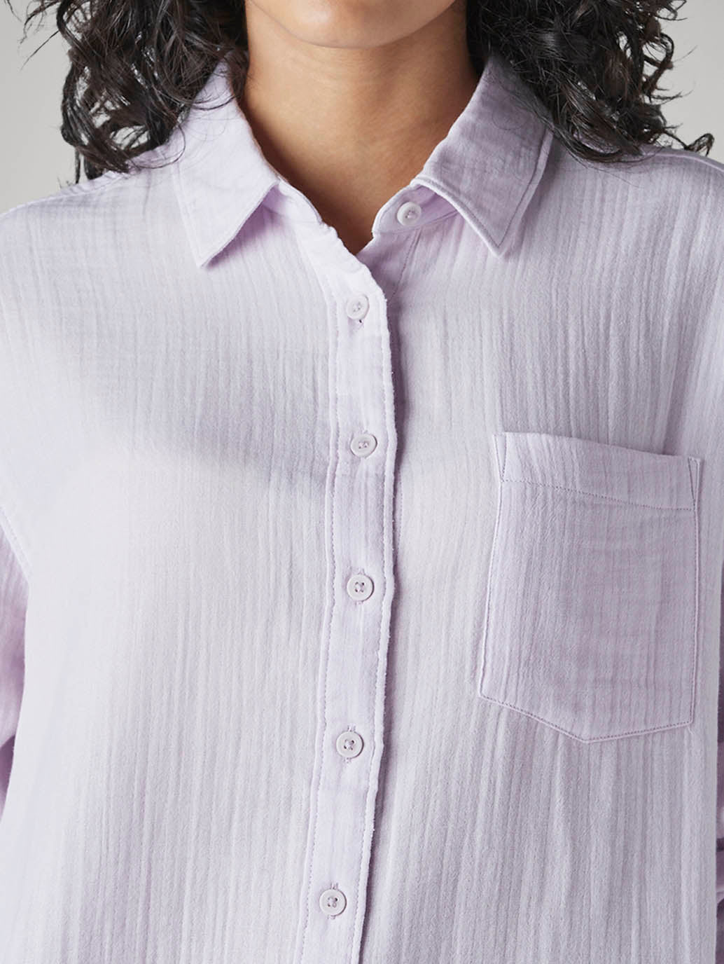 Women's Solid Relaxed Fit Shirt - Detail View