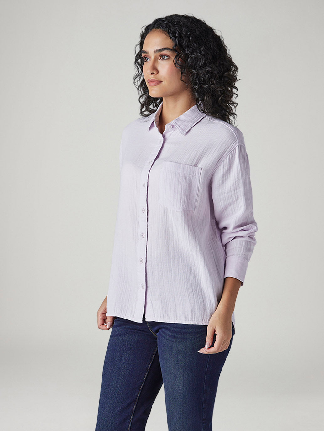Women's Solid Relaxed Fit Shirt - Side View