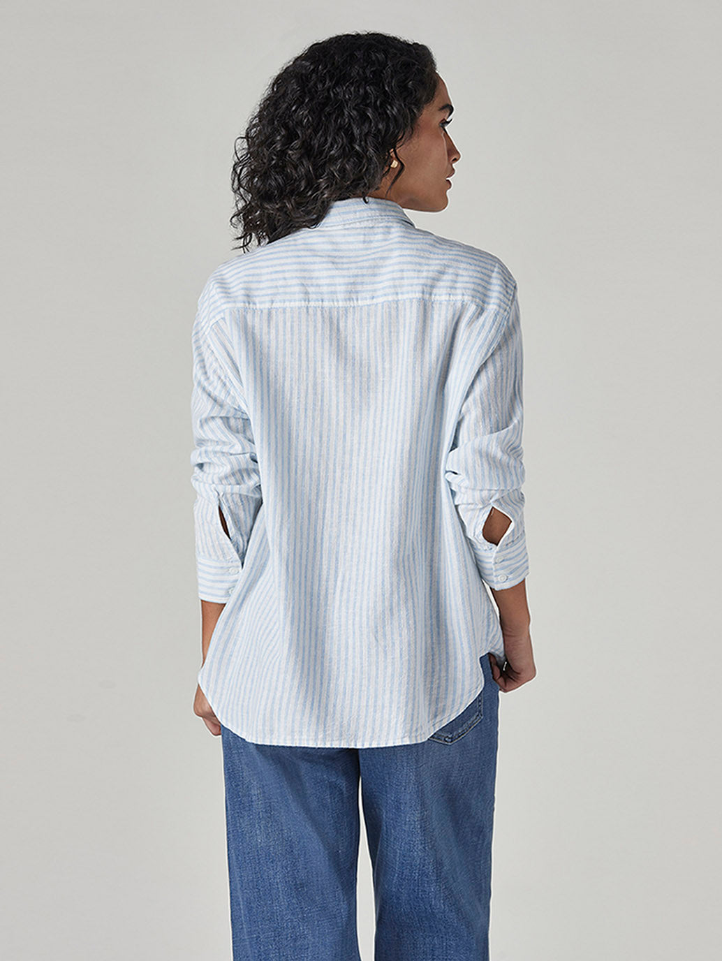 Women's Striped Relaxed Fit Shirt - Back View