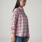 Women's Checkered Pink Relaxed Fit Shirt - Side View