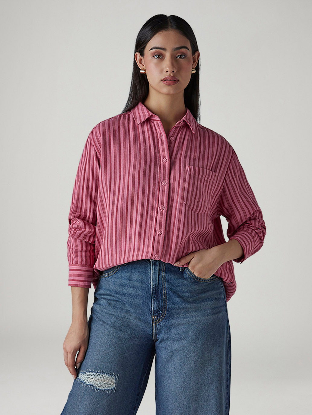 Women's Striped Relaxed Fit Shirt