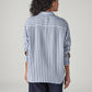 Women's Striped Relaxed Fit Double Cloth Shirt - Back View