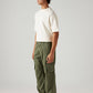Men's Olive Baggy Fit Mid Rise Cargo Trousers - Side View