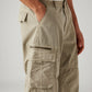 Men's Beige Baggy Fit Mid Rise Cargos - Detail View