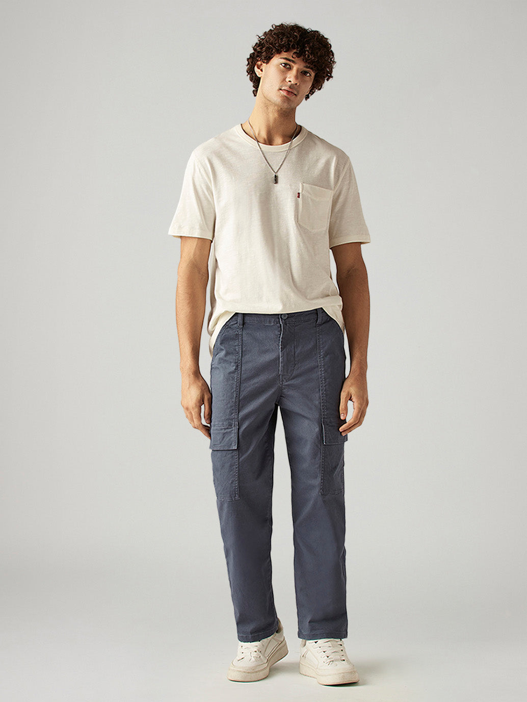 Men's Grey Straight Fit Commuter Mid Rise Trousers - Styleshot View