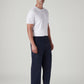 Men's Navy Straight Fit Mid Rise Cargos - Side View