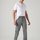 Men's Grey Straight Fit Mid Rise Commuter Cargos - Styleshot View