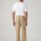 Men's Khaki Relaxed Tapered Fit Mid Rise Linen Cargos - Back View