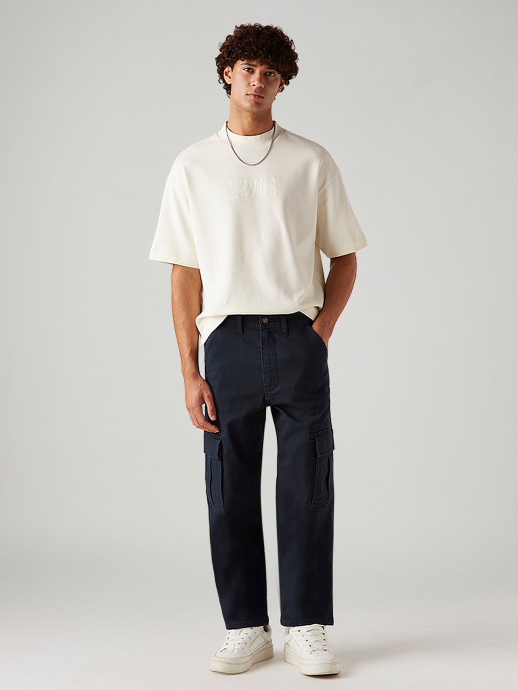 Men's 568 Navy Loose Fit Mid Rise Cargos