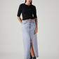 Women's Light Blue Regular Fit Mid Rise Ankle Column Skirt - Styleshot View