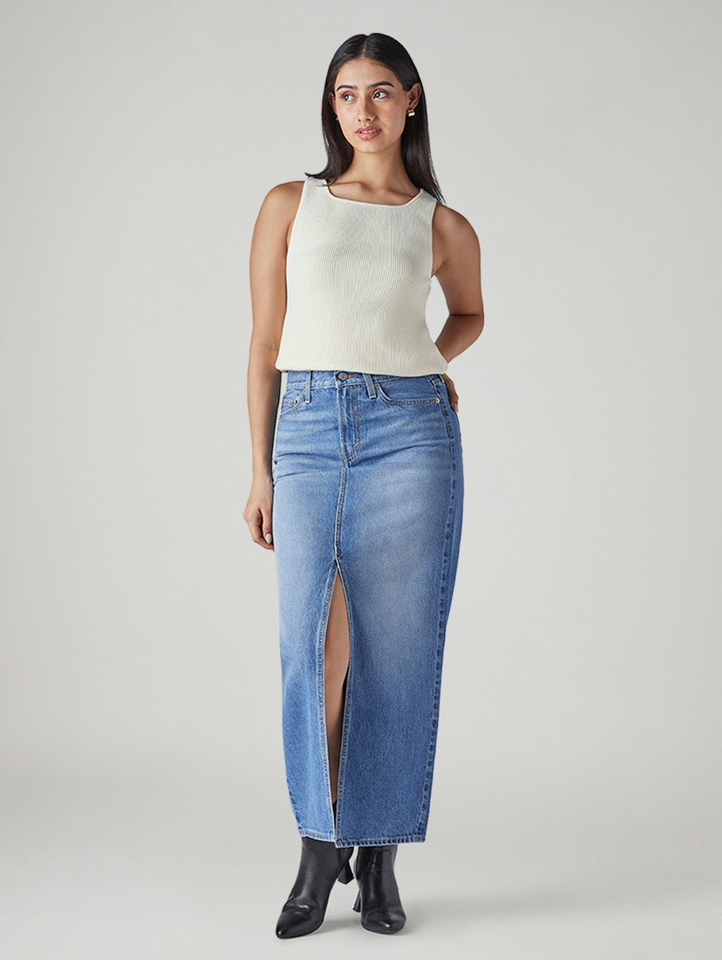 Women's Blue Regular Fit Mid Rise Skirt