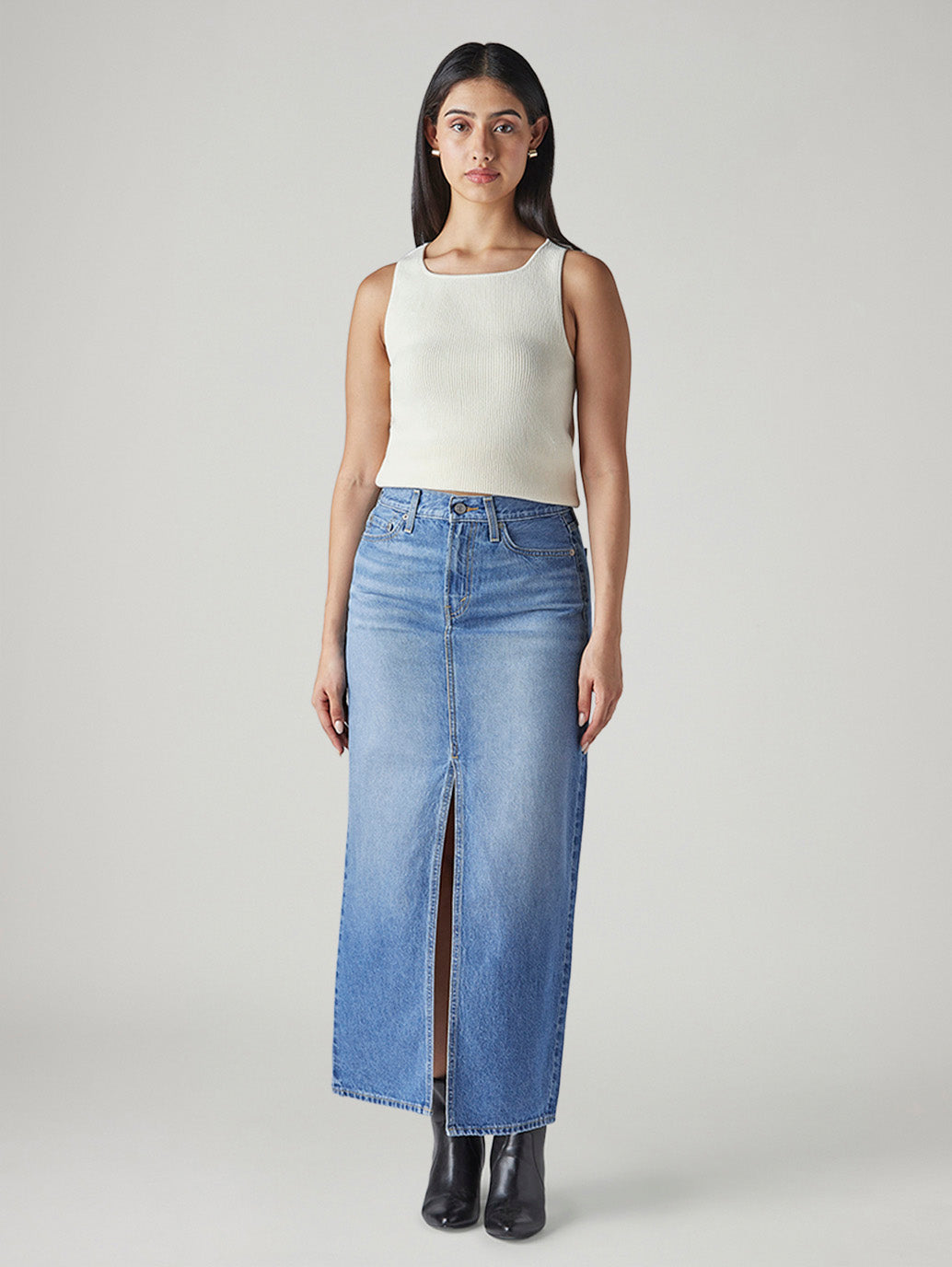 Women's Blue Regular Fit Mid Rise Skirt - Front View