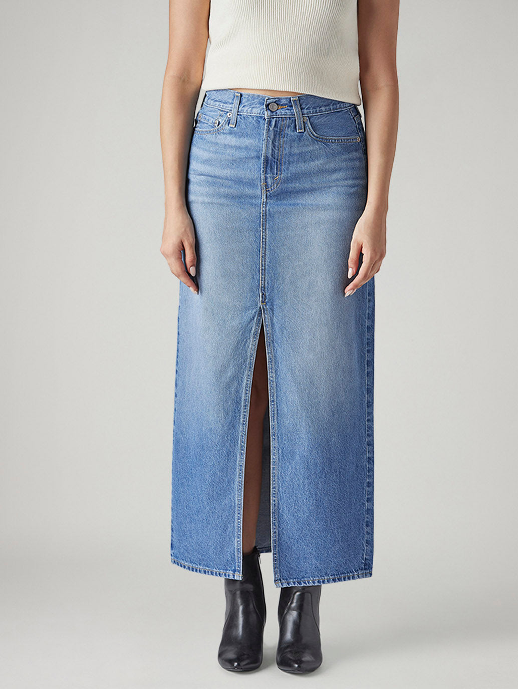 Women's Blue Regular Fit Mid Rise Skirt - Front View