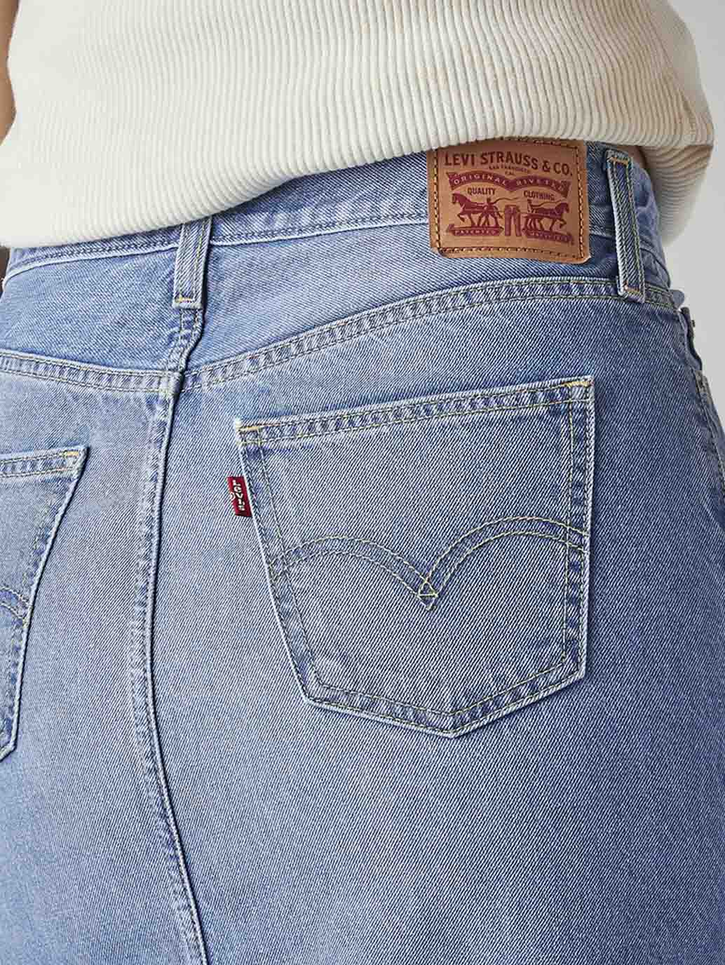 Women's Blue Regular Fit Mid Rise Skirt - Detail View
