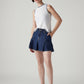 Women's Dark Indigo Regular Fit Mid Rise Pleated Mini Skirt - Styleshot View