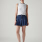Women's Dark Indigo Regular Fit Mid Rise Pleated Mini Skirt - Front View