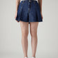 Women's Dark Indigo Regular Fit Mid Rise Pleated Mini Skirt - Front View