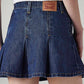 Women's Dark Indigo Regular Fit Mid Rise Pleated Mini Skirt - 20 View