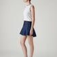 Women's Dark Indigo Regular Fit Mid Rise Pleated Mini Skirt - Side View
