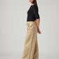 Women's Beige XL Straight Loose Fit Mid Rise Trouser - Side View