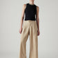 Women's Beige XL Straight Loose Fit Mid Rise Trousers - Styleshot View