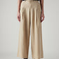 Women's Beige XL Straight Loose Fit Mid Rise Trousers - Front View
